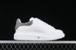 Alexander McQueen Oversized Sneaker – White Leather with Crystal-Embellished Silver