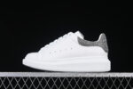 Alexander McQueen Oversized Sneaker – White Leather with Crystal-Embellished Silver