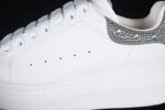 Alexander McQueen Oversized Sneaker – White Leather with Crystal-Embellished Silver