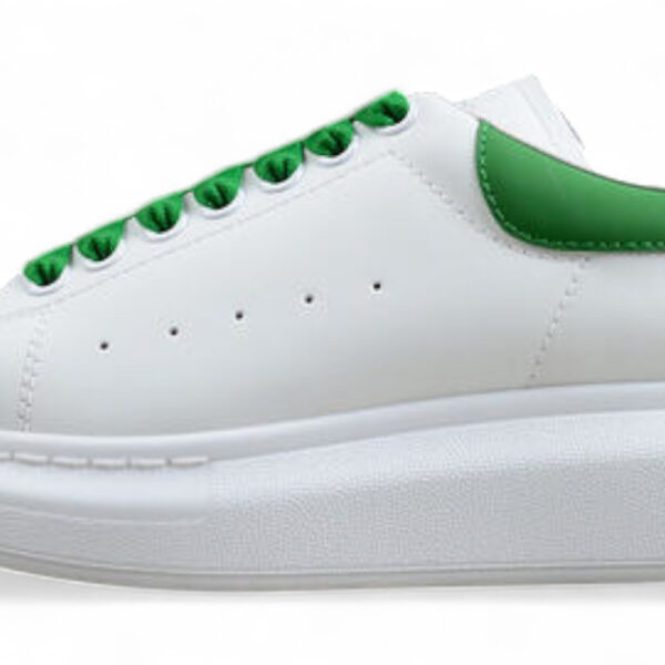Alexander McQueen Oversized Sneaker – White Leather with Green Accents