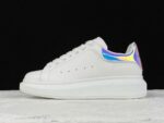 Alexander McQueen Oversized Sneaker – White Leather with Iridescent Heel Tab