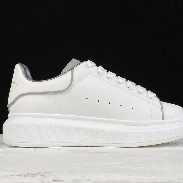 Alexander McQueen Oversized Sneaker – White Leather with Iridescent Heel Tab