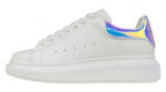 Alexander McQueen Oversized Sneaker – White Leather with Iridescent Heel Tab