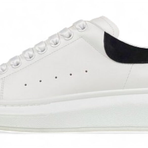 Alexander McQueen Oversized Sneaker – White Leather with Light Blue Suede Heel Tab