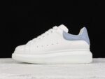 Alexander McQueen Oversized Sneaker – White Leather with Light Blue Suede Heel Tab
