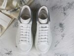Alexander McQueen Oversized Sneaker – White Leather with Light Blue Suede Heel Tab