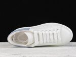Alexander McQueen Oversized Sneaker – White Leather with Light Blue Suede Heel Tab