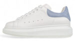 Alexander McQueen Oversized Sneaker – White Leather with Light Blue Suede Heel Tab