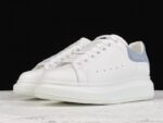 Alexander McQueen Oversized Sneaker – White Leather with Light Blue Suede Heel Tab
