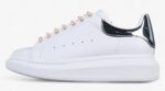 Alexander McQueen Oversized Sneaker – White Leather with Metallic Silver Heel Tab