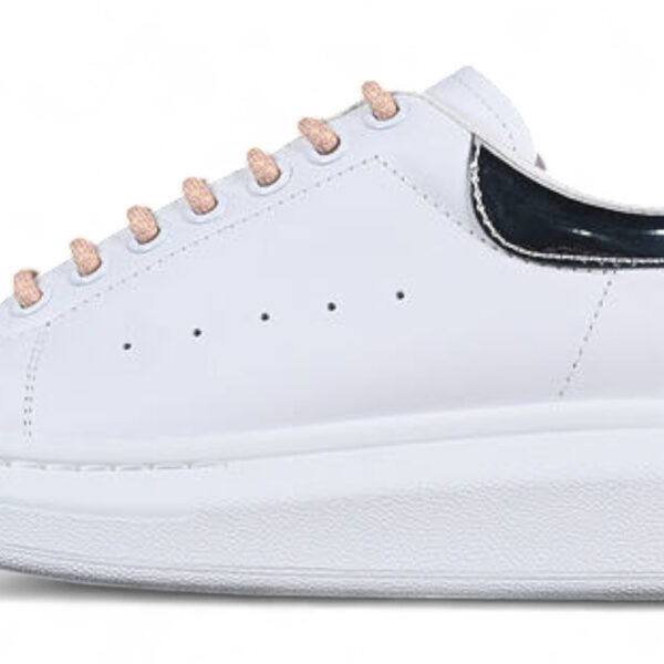 Alexander McQueen Oversized Sneaker – White Leather with Metallic Silver Heel Tab