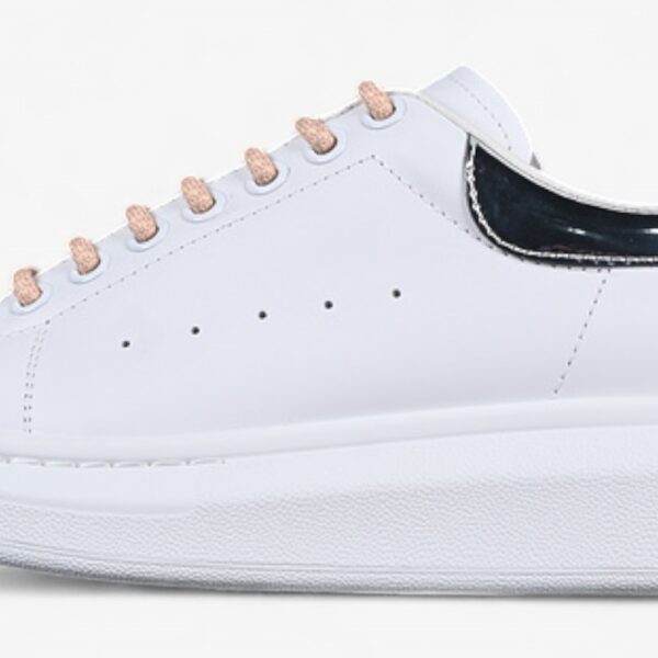 Alexander McQueen Oversized Sneaker – White Leather with Metallic Silver Heel Tab