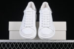 Alexander McQueen Oversized Sneaker – White Leather with Silver Glitter Heel Tab