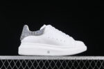 Alexander McQueen Oversized Sneaker – White Leather with Silver Glitter Heel Tab