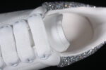 Alexander McQueen Oversized Sneaker – White Leather with Silver Glitter Heel Tab