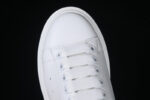 Alexander McQueen Oversized Sneaker – White Leather with Silver Glitter Heel Tab