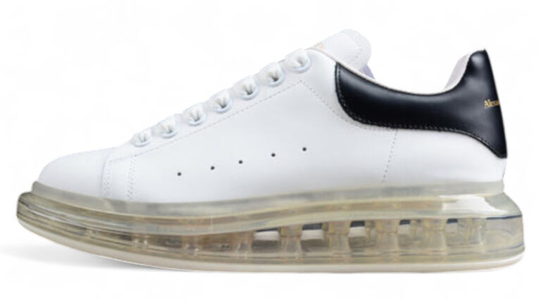 Alexander McQueen Oversized Sneaker – White Leather with Transparent Air Sole