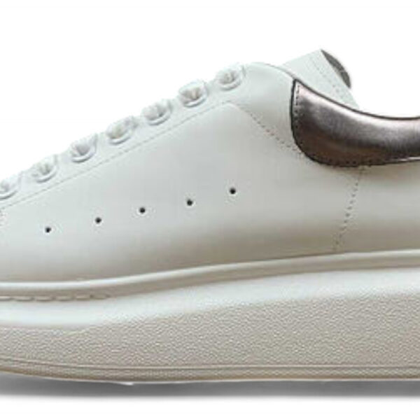 Alexander McQueen Oversized Sneaker – White & Metallic Pewter Heel