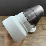 Alexander McQueen Oversized Sneaker – White & Metallic Pewter Heel