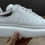 Alexander McQueen Oversized Sneaker – White & Metallic Pewter Heel
