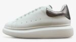 Alexander McQueen Oversized Sneaker – White & Metallic Pewter Heel