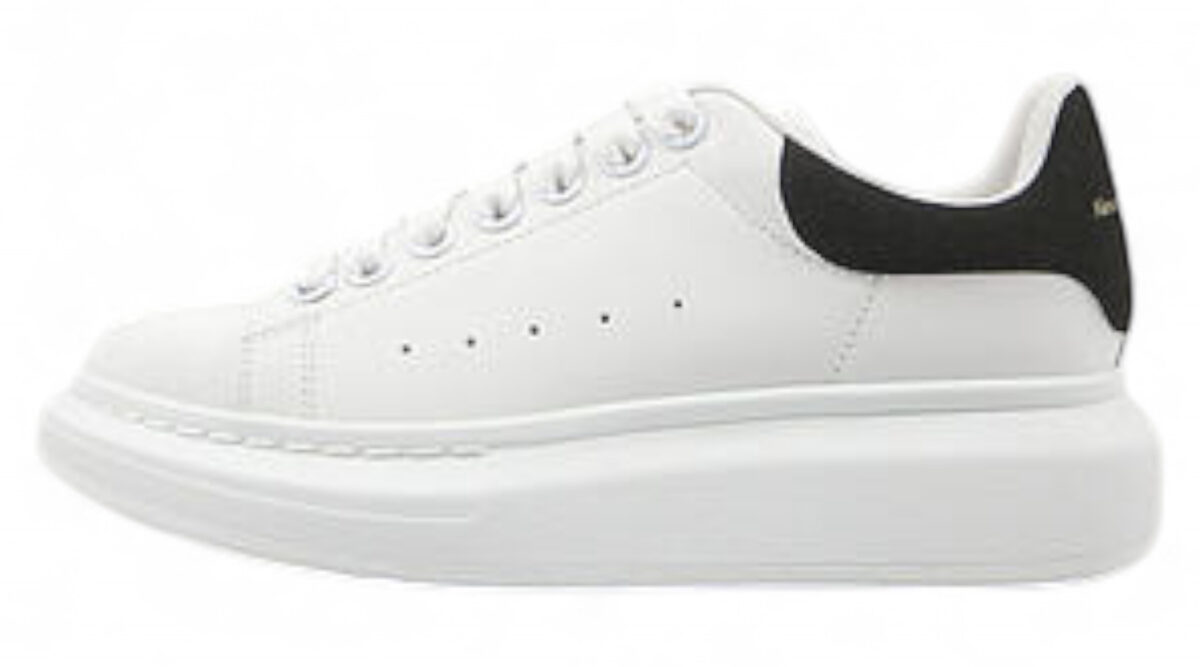 Alexander McQueen Oversized Sneaker – White with Black Suede Heel Tab