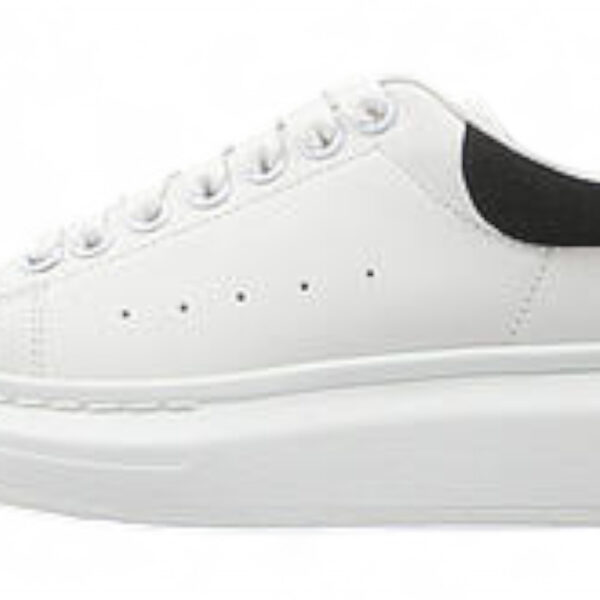 Alexander McQueen Oversized Sneaker – White with Black Suede Heel Tab