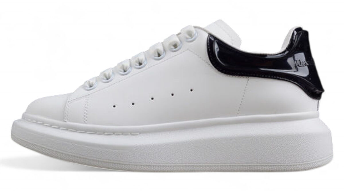 Alexander McQueen Oversized Sneaker – White with Glossy Black Heel Tab