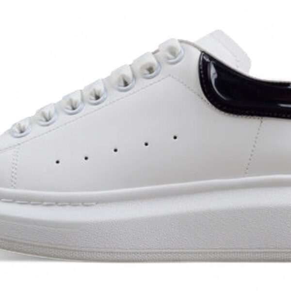 Alexander McQueen Oversized Sneaker – White with Glossy Black Heel Tab