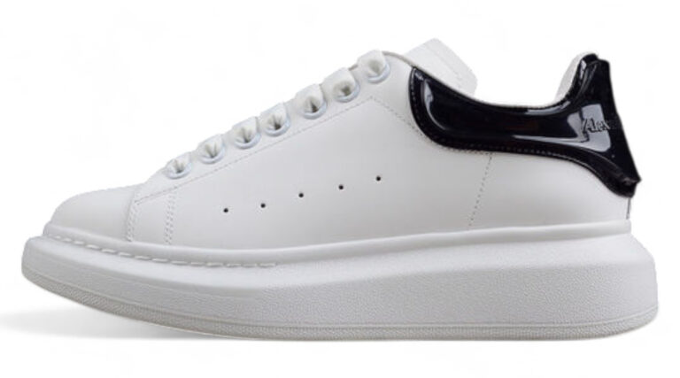 Alexander McQueen Oversized Sneaker – White with Glossy Black Heel Tab