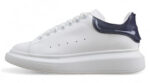 Alexander McQueen Oversized Sneaker – White with Glossy Navy Heel Tab
