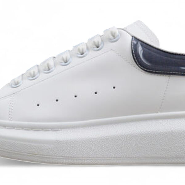 Alexander McQueen Oversized Sneaker – White with Glossy Navy Heel Tab