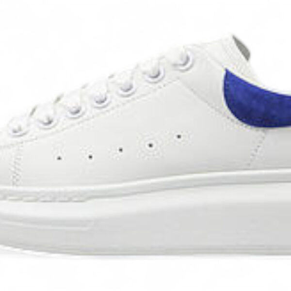 Alexander McQueen Oversized Sneaker – White with Royal Blue Suede Heel Tab