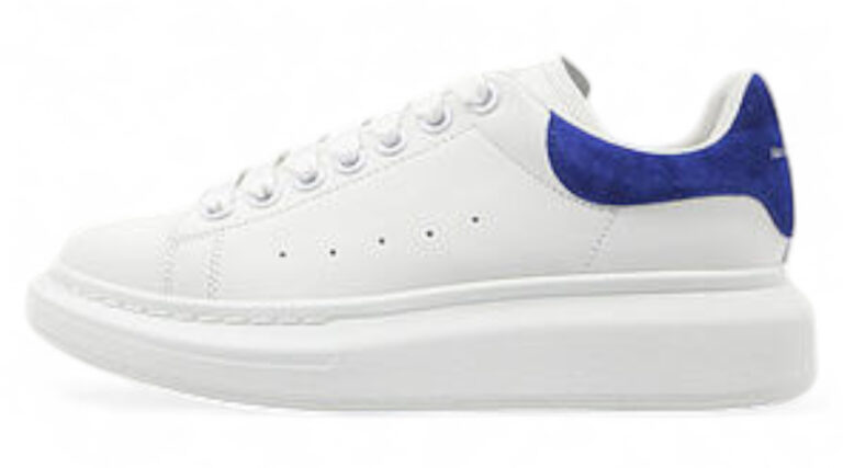 Alexander McQueen Oversized Sneaker – White with Royal Blue Suede Heel Tab