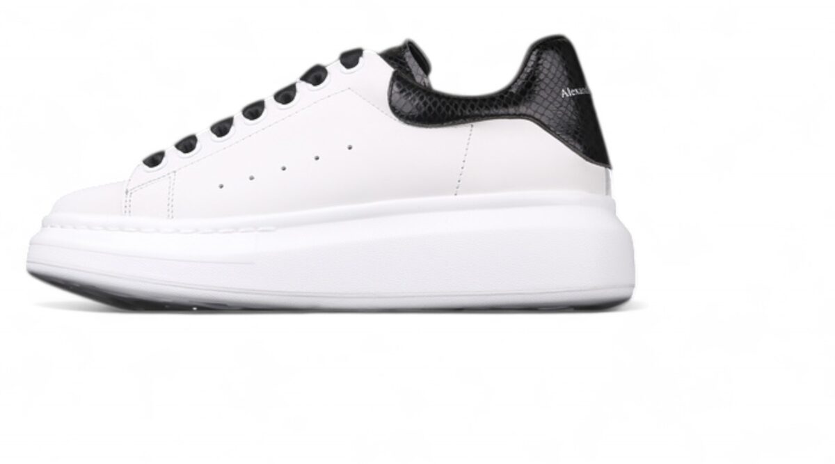 Alexander McQueen Oversized Sneakers – Black Croc Heel Tab