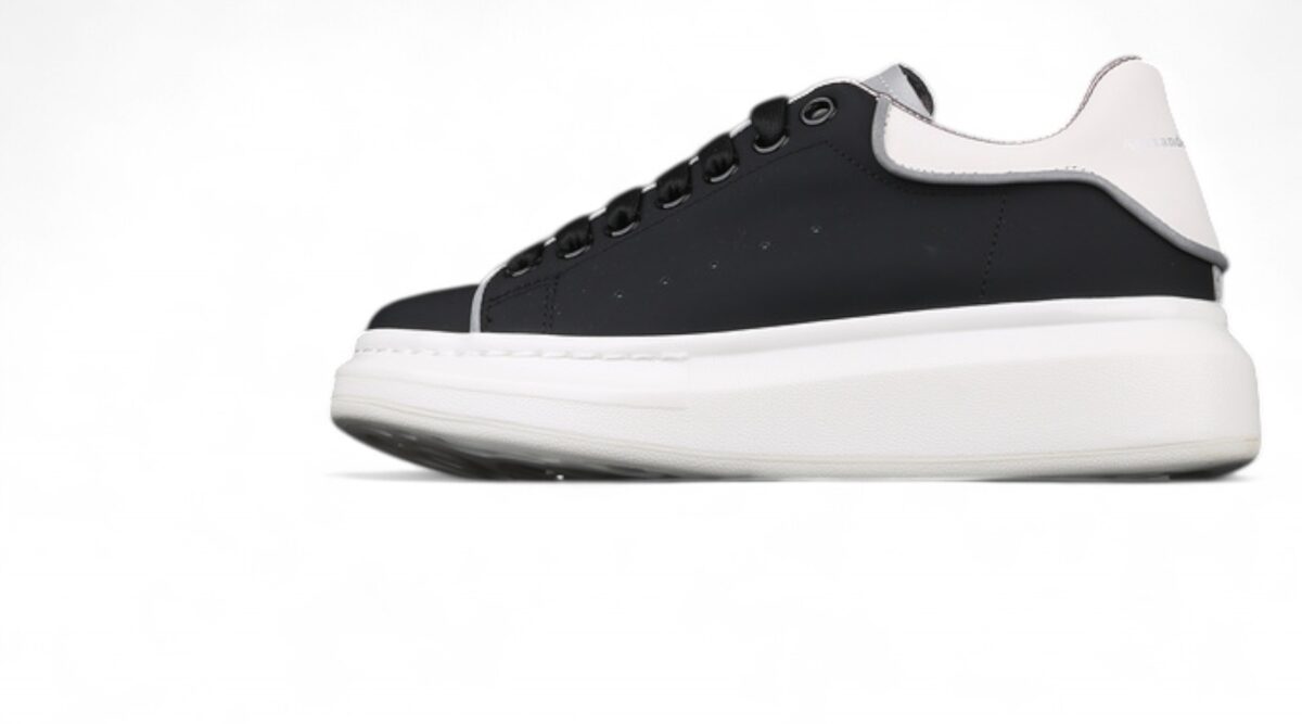 Alexander McQueen Oversized Sneakers – Black with White Contrast Heel