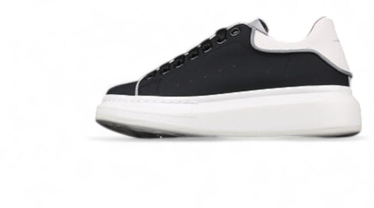 Alexander McQueen Oversized Sneakers – Black with White Contrast Heel