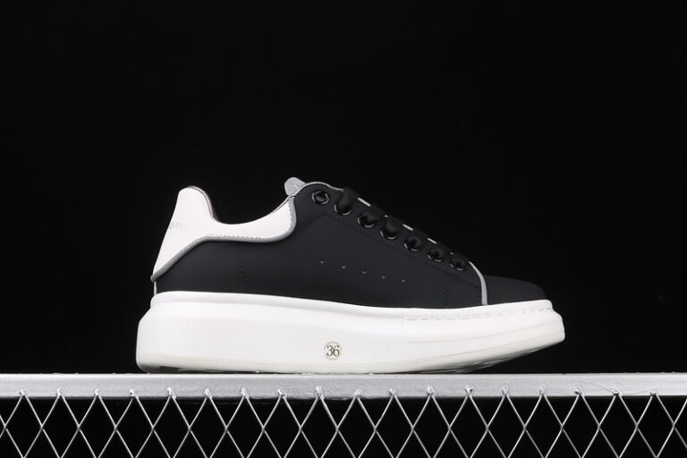 Alexander McQueen Oversized Sneakers – Black with White Contrast Heel