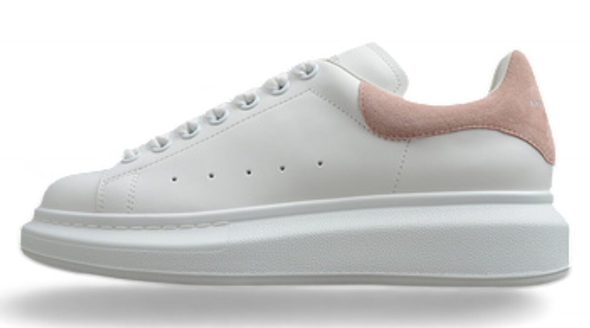 Alexander McQueen Oversized Sneakers – White & Blush Pink Suede