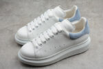 Alexander McQueen Oversized Sneakers – White & Light Blue Suede Heel Tab
