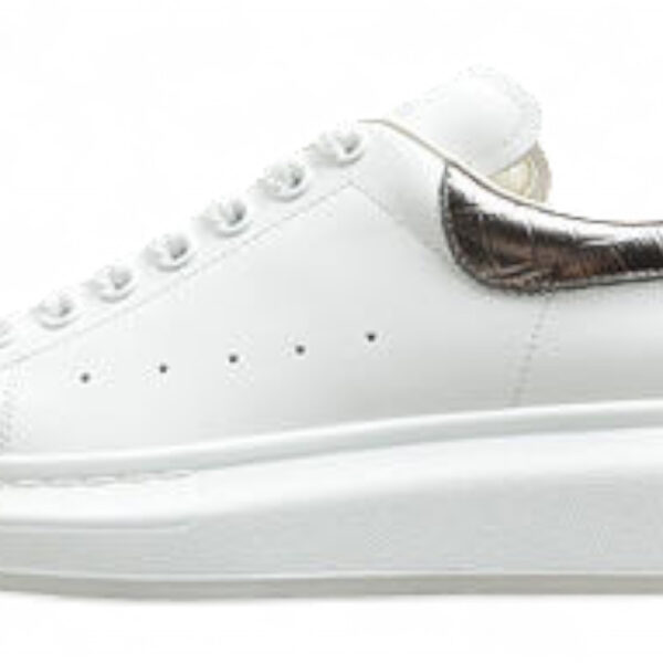 Alexander McQueen Oversized Sneakers – White & Metallic Silver