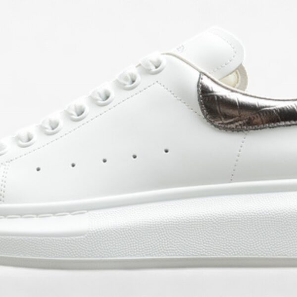 Alexander McQueen Oversized Sneakers – White & Metallic Silver