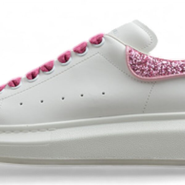 Alexander McQueen Oversized Sneakers – White & Pink Glitter