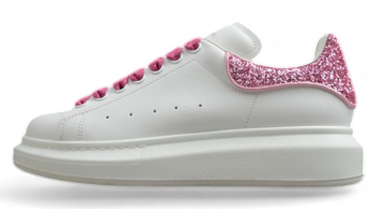 Alexander McQueen Oversized Sneakers – White & Pink Glitter