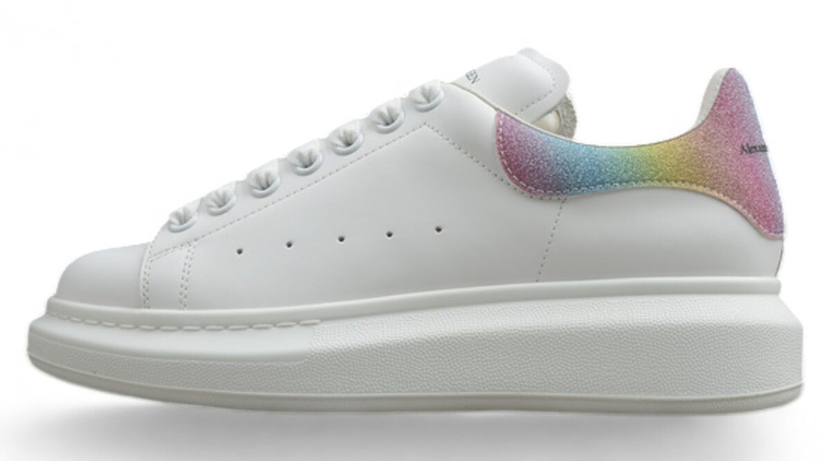 Alexander McQueen Oversized Sneakers – White & Rainbow Heel Tab