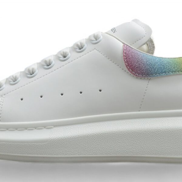 Alexander McQueen Oversized Sneakers – White & Rainbow Heel Tab