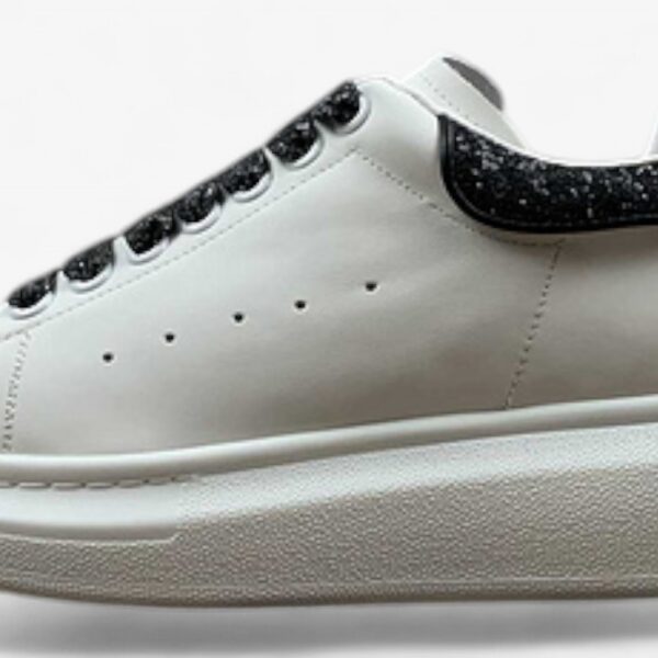 Alexander McQueen Oversized Sneakers – White with Black Glitter Heel