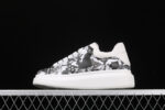 Alexander McQueen Oversized Sneakers – White with Black & Grey Abstract Print