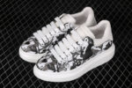 Alexander McQueen Oversized Sneakers – White with Black & Grey Abstract Print