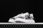 Alexander McQueen Oversized Sneakers – White with Black & Grey Abstract Print